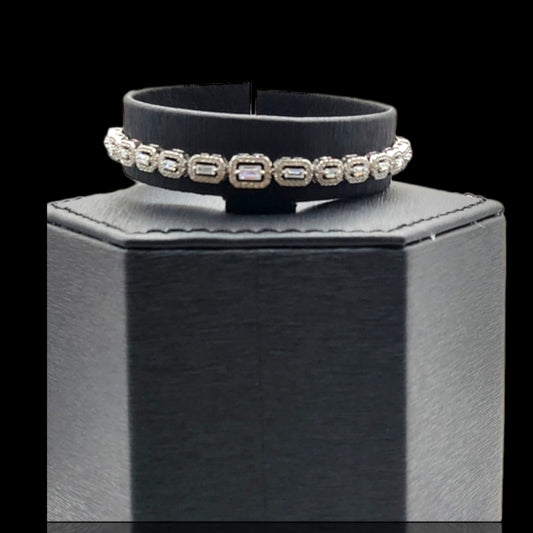 925 Silver Octagon cut slider  Bracelet