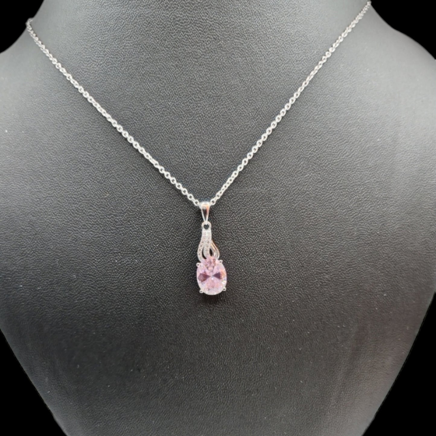 Baby pink Oval Shape Pendant, Earrings with Ring set