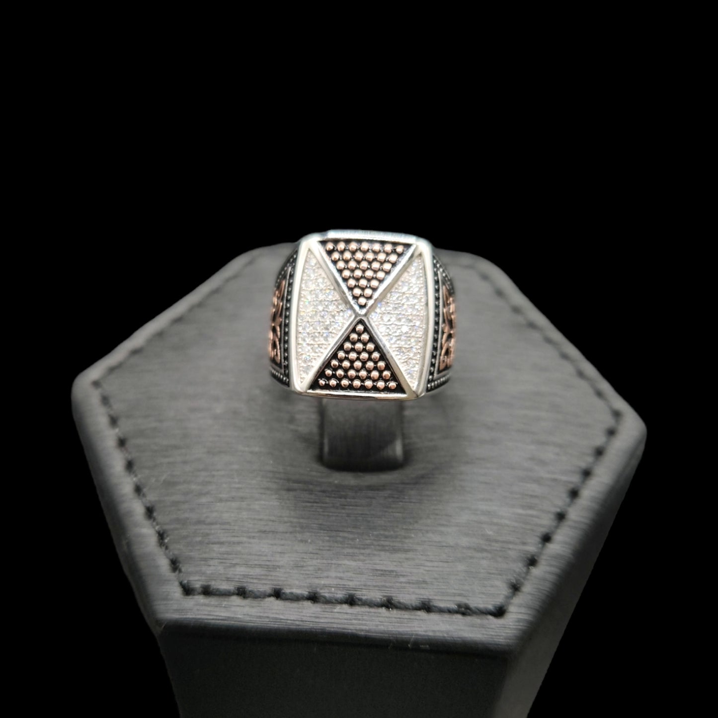 Vintage Men's Ring With Rose Gold Polish.