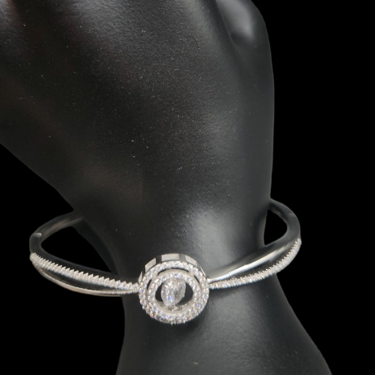 Sterling Silver Floating Diamond Bangle Bracelet