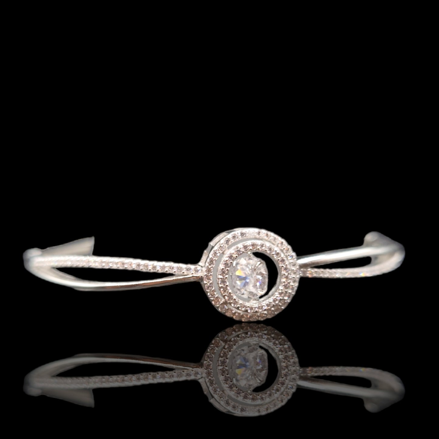 Sterling Silver Floating Diamond Bangle Bracelet