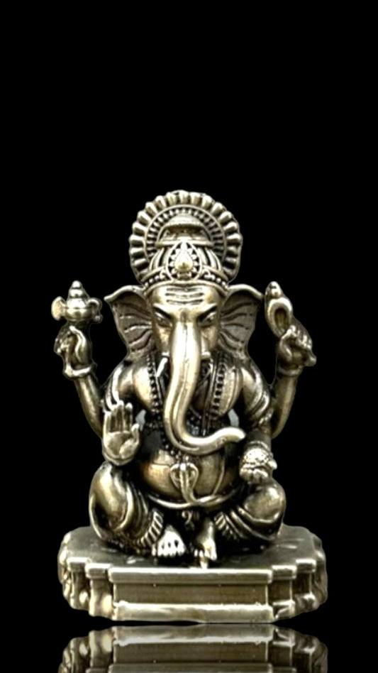 Antique Silver  Solid Ganeshji Idol