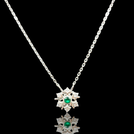 Sparkling SnowFlake Spinning Pendant Necklace