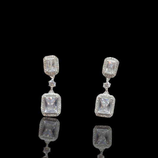 Emerald Cut Zircon Stone Earrings.