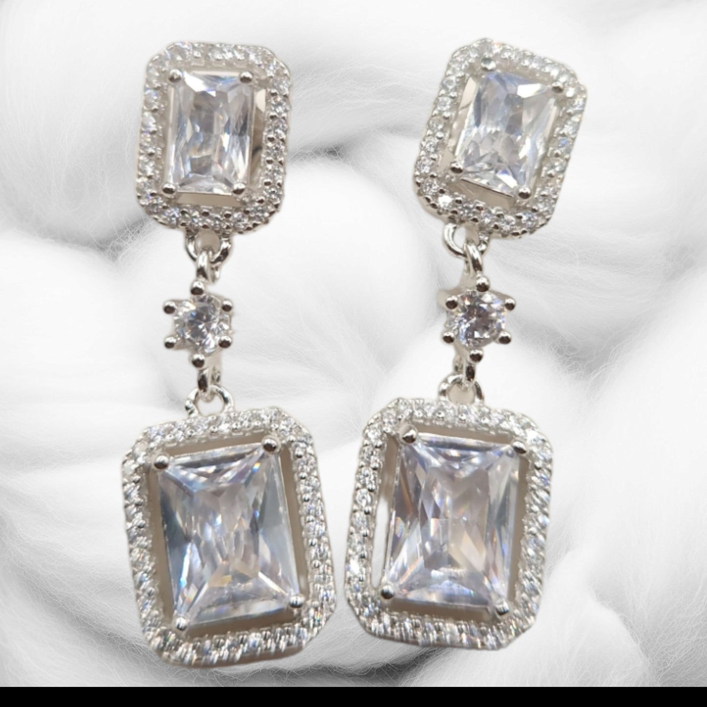 Emerald Cut Zircon Stone Earrings.