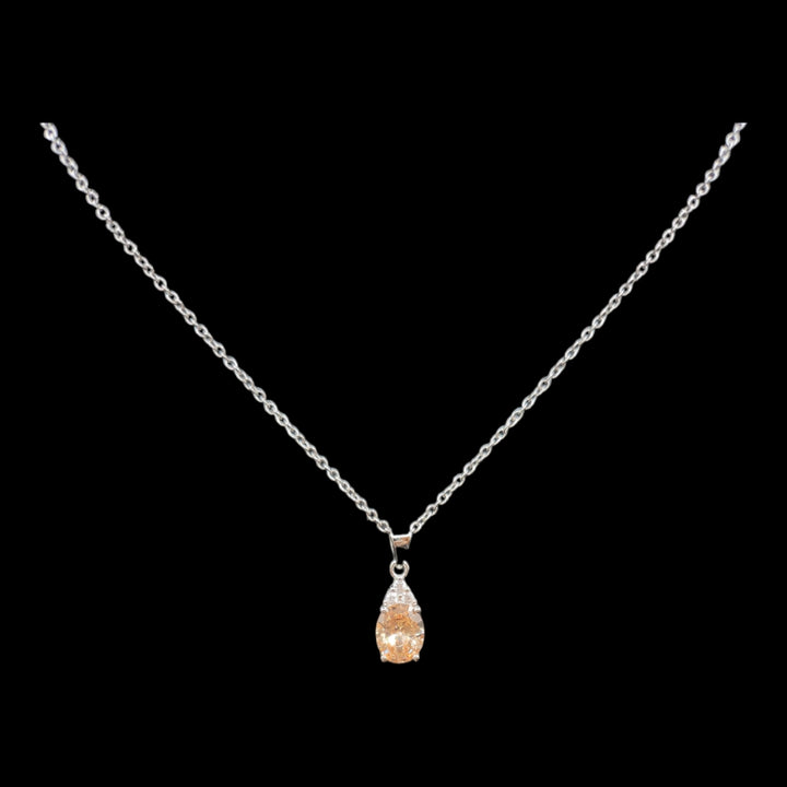 Oval Zircon Rose Gold Stone Pendant Earrings With Ring Set