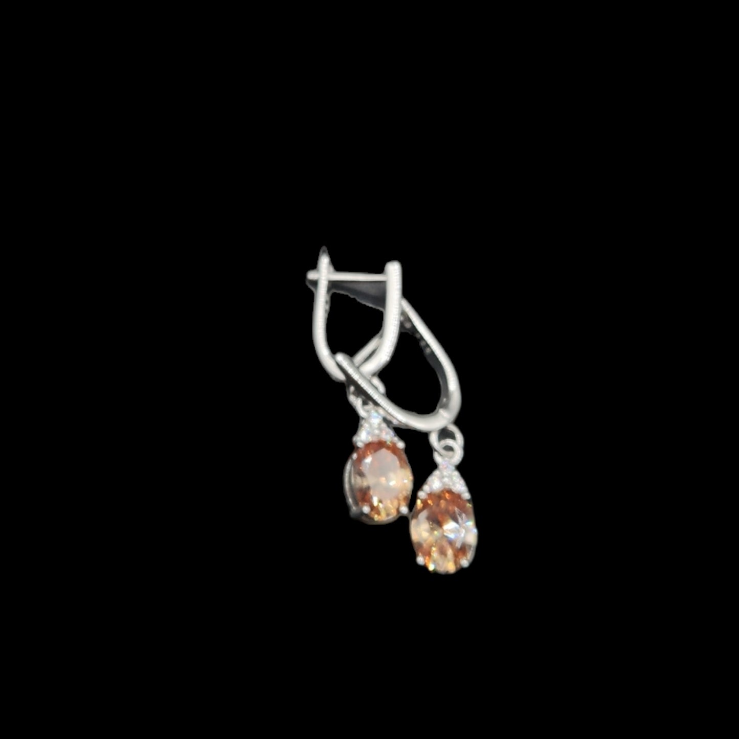 Oval Zircon Rose Gold Stone Pendant Earrings With Ring Set