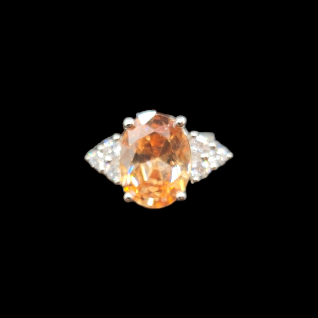 Oval Zircon Rose Gold Stone Pendant Earrings With Ring Set