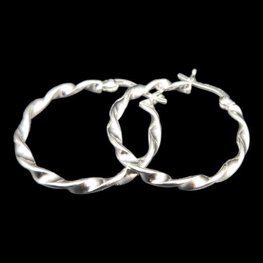 925 Sterling Silver Twisted Hoop Earrings.