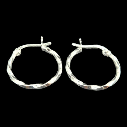 Sterling Silver Twisted Hoop Earrings