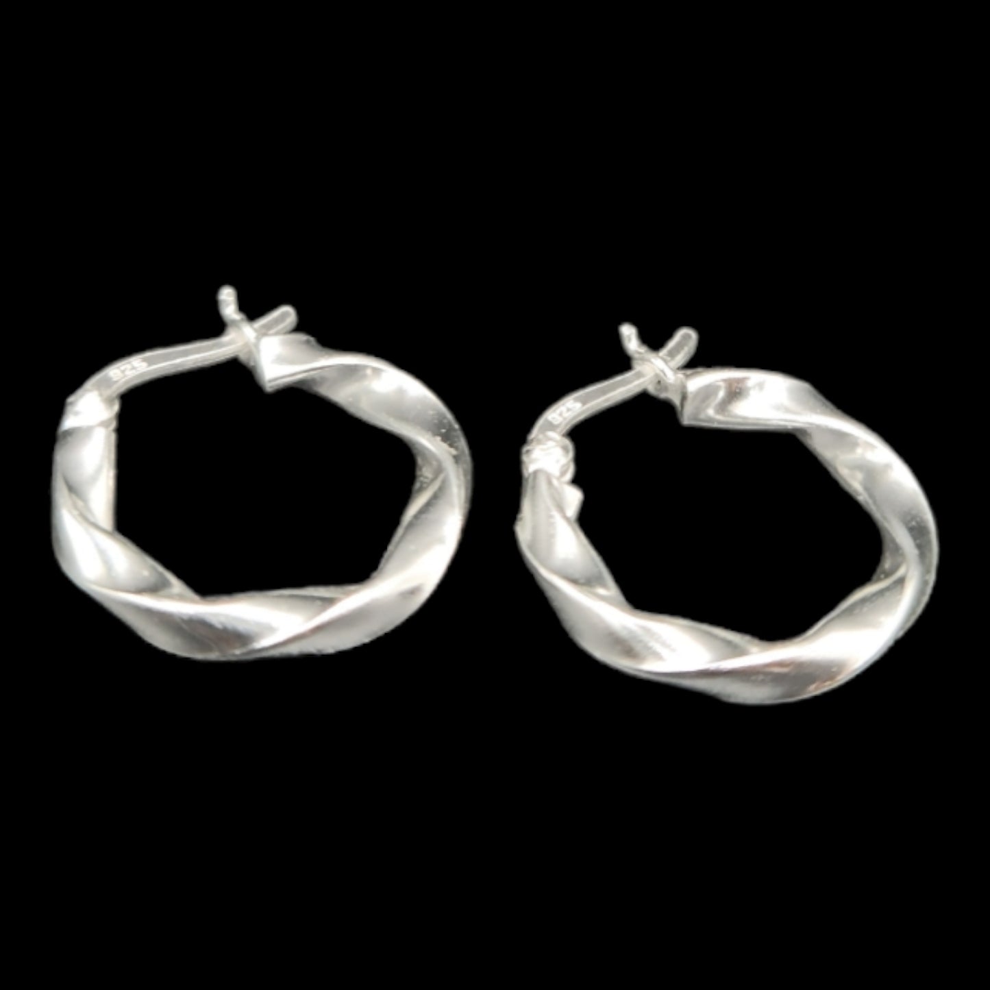 Sterling Silver Twisted Hoop Earrings.