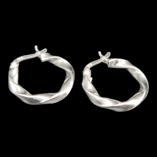 Sterling Silver Twisted Hoop Earrings.