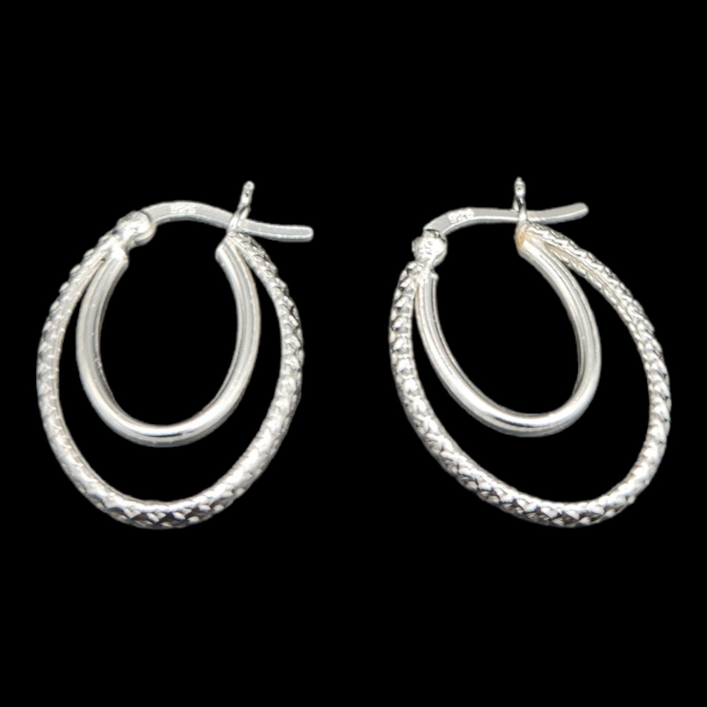 925 Sterling Silver Double Hoop Earrings 2.5 CM