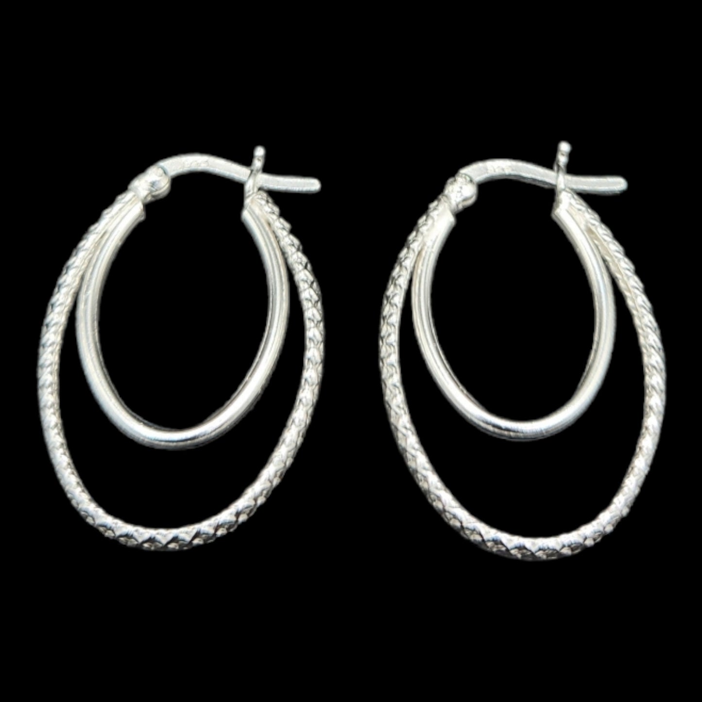 Sterling Silver Double Hoop Earrings.