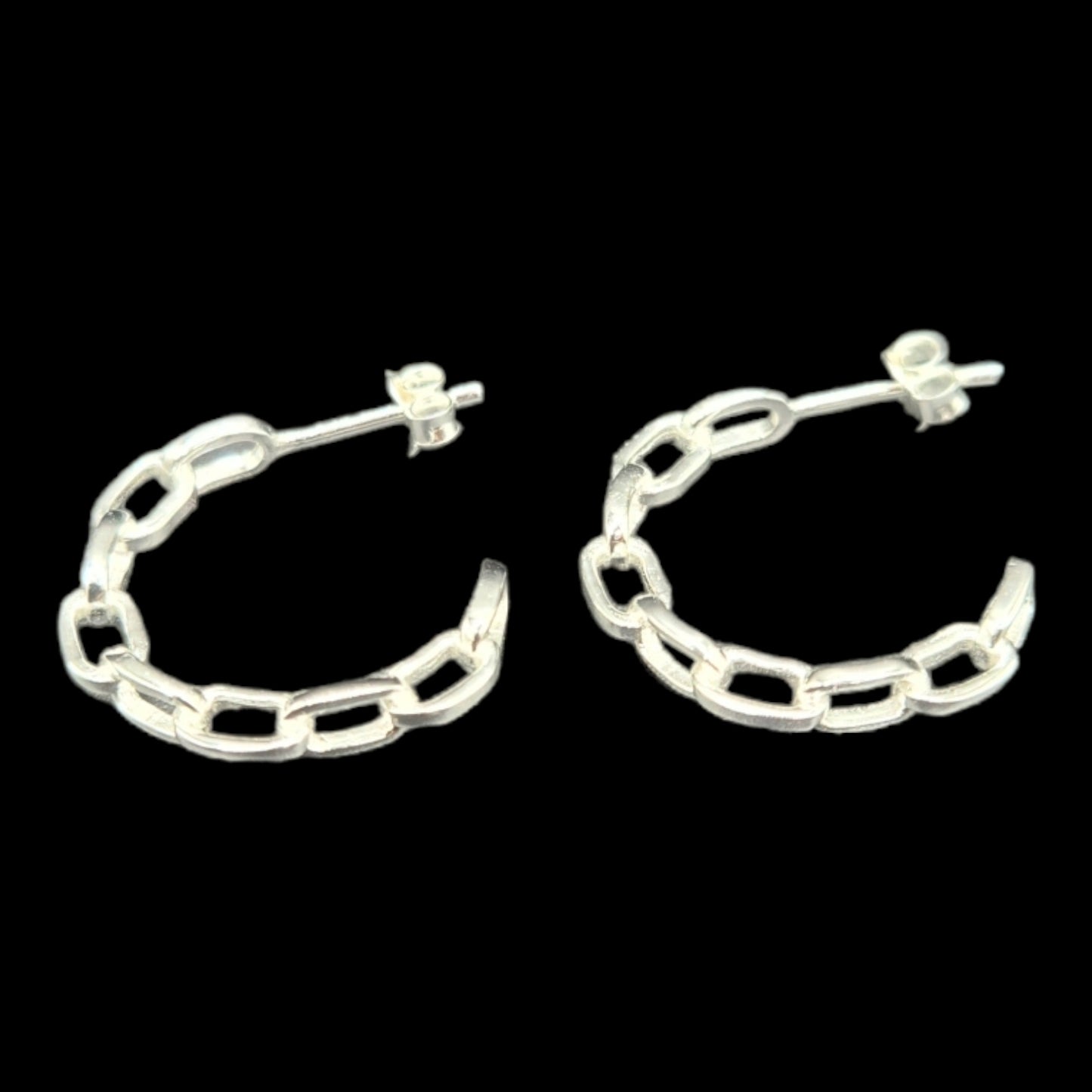 Sterling Silver Chain Hoop Earrings