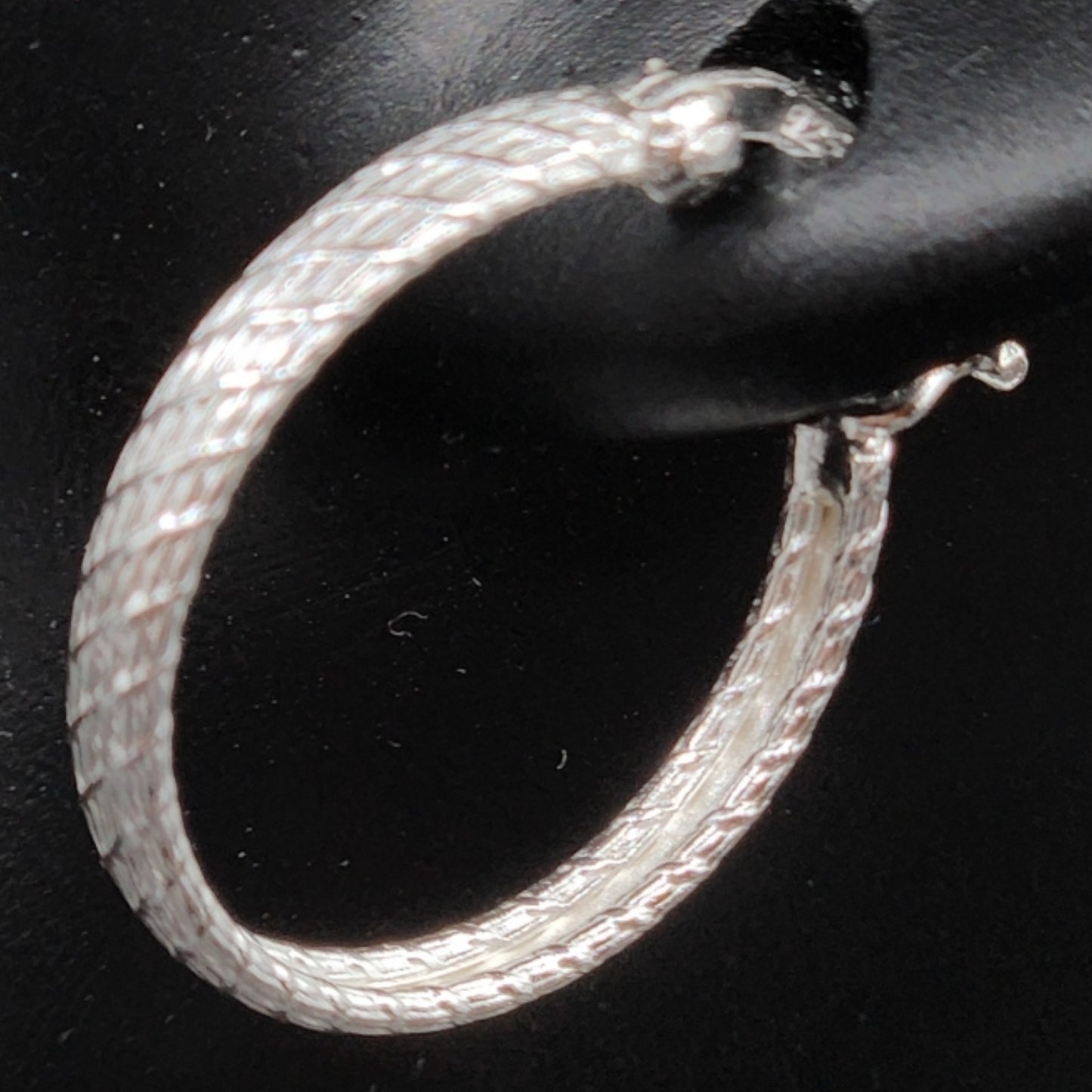 Sterling Silver Embellished  DC Click Top  Thin Hoop  Earrings