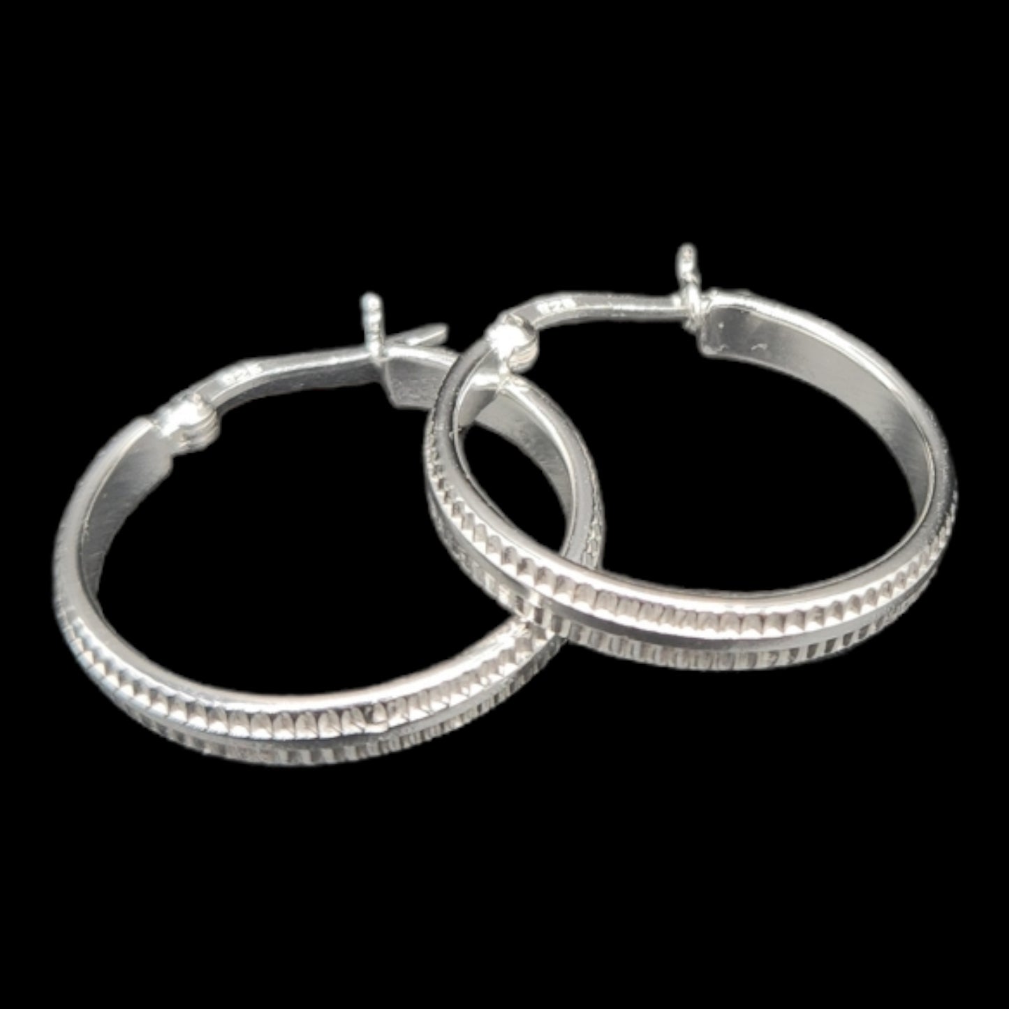 Sterling Silver Embellished Thick Hoop 