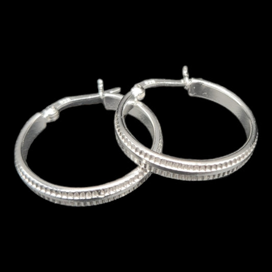 Sterling Silver Embellished Thick Hoop