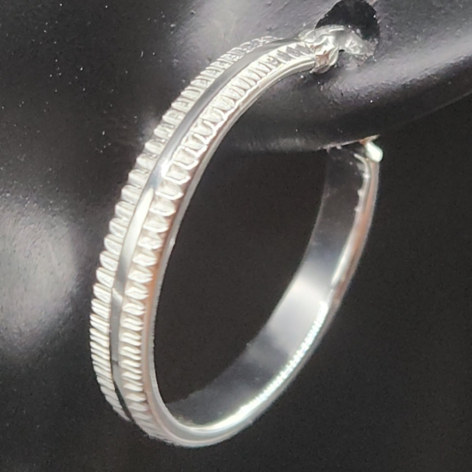 Sterling Silver Embellished Thick Hoop