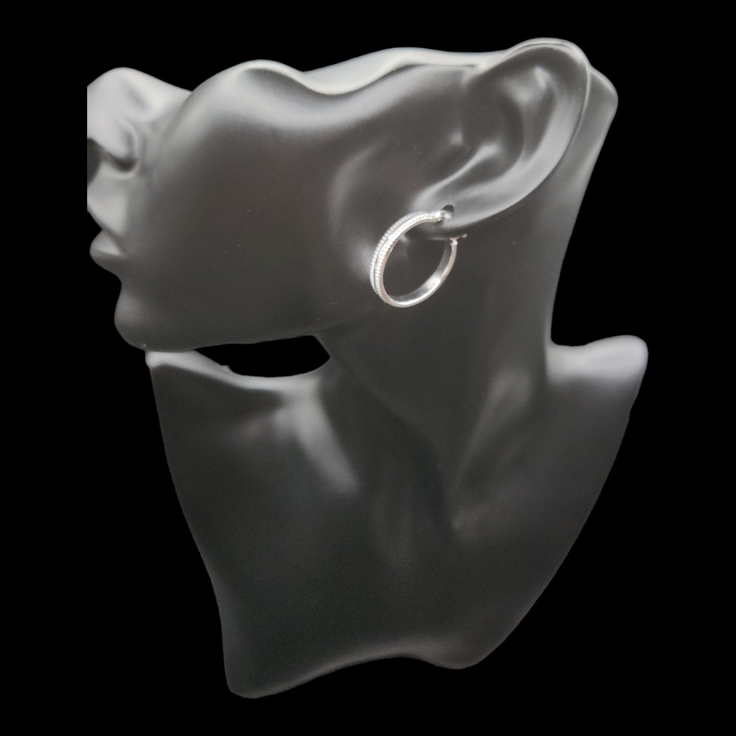 Sterling Silver Embellished Thick Hoop
