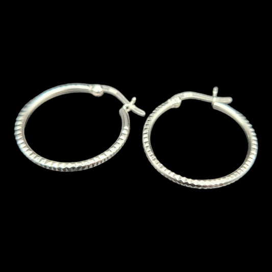 Sterling Silver DC Click Top Thin  Hoop  Earrings