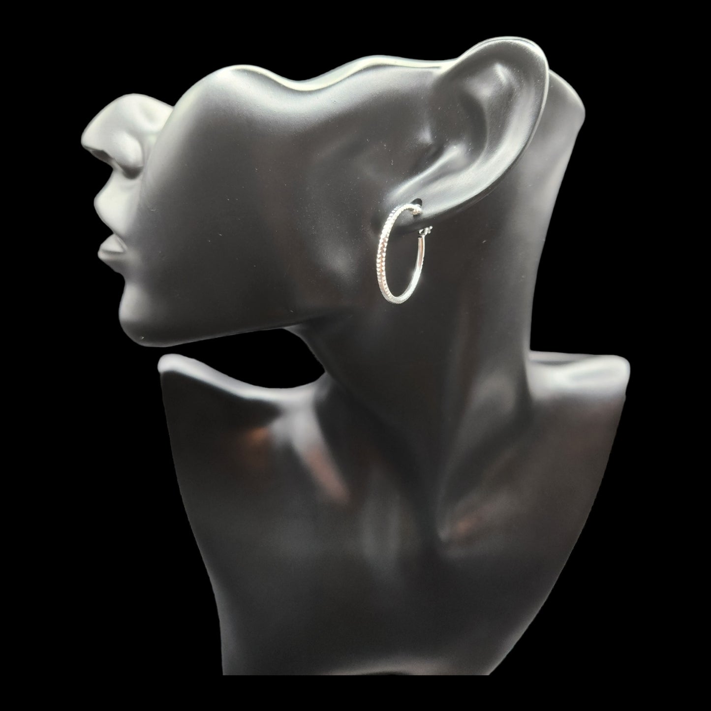 Sterling Silver DC Click Top  Thin Hoop  Earrings