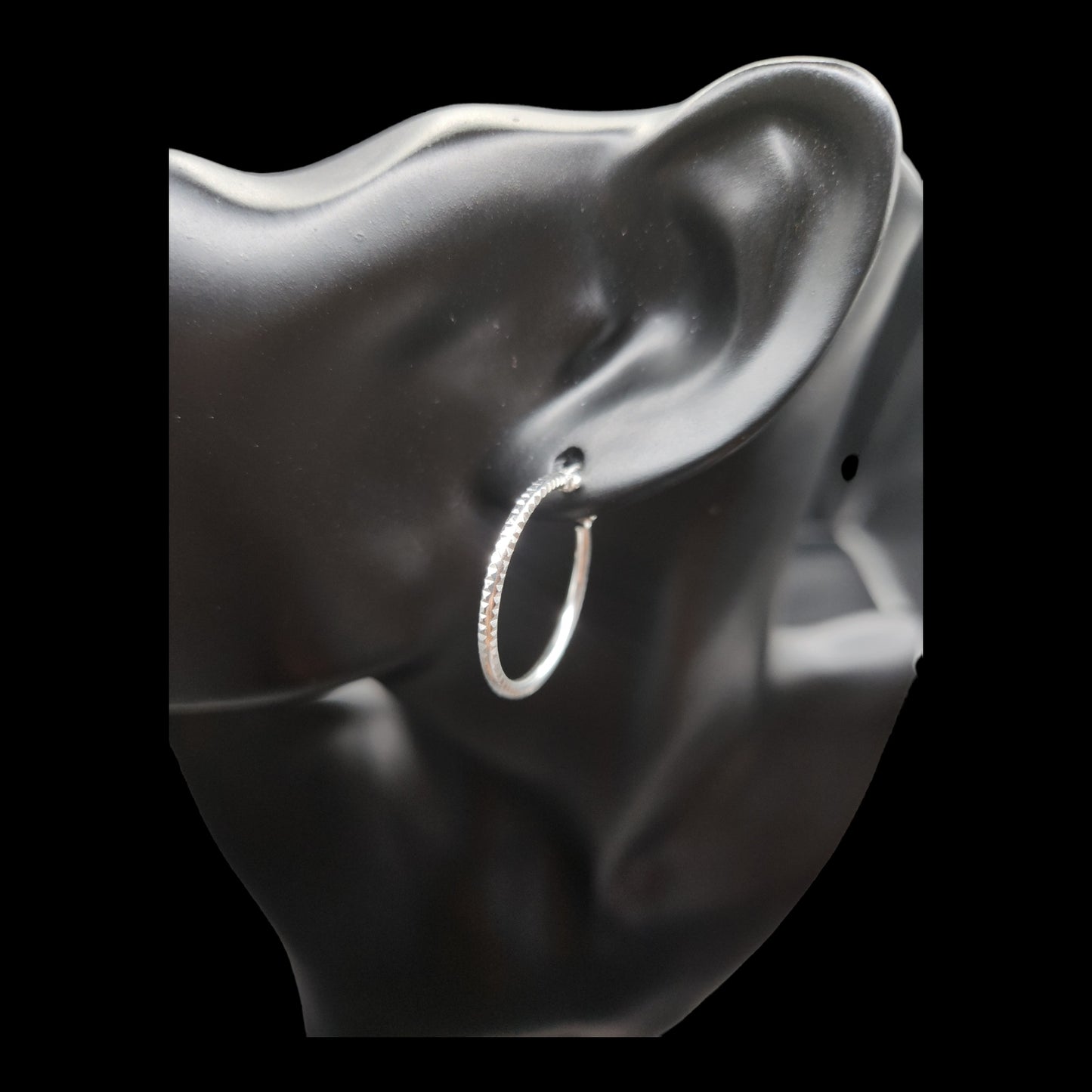 Sterling Silver DC Click Top  Thin Hoop  Earrings