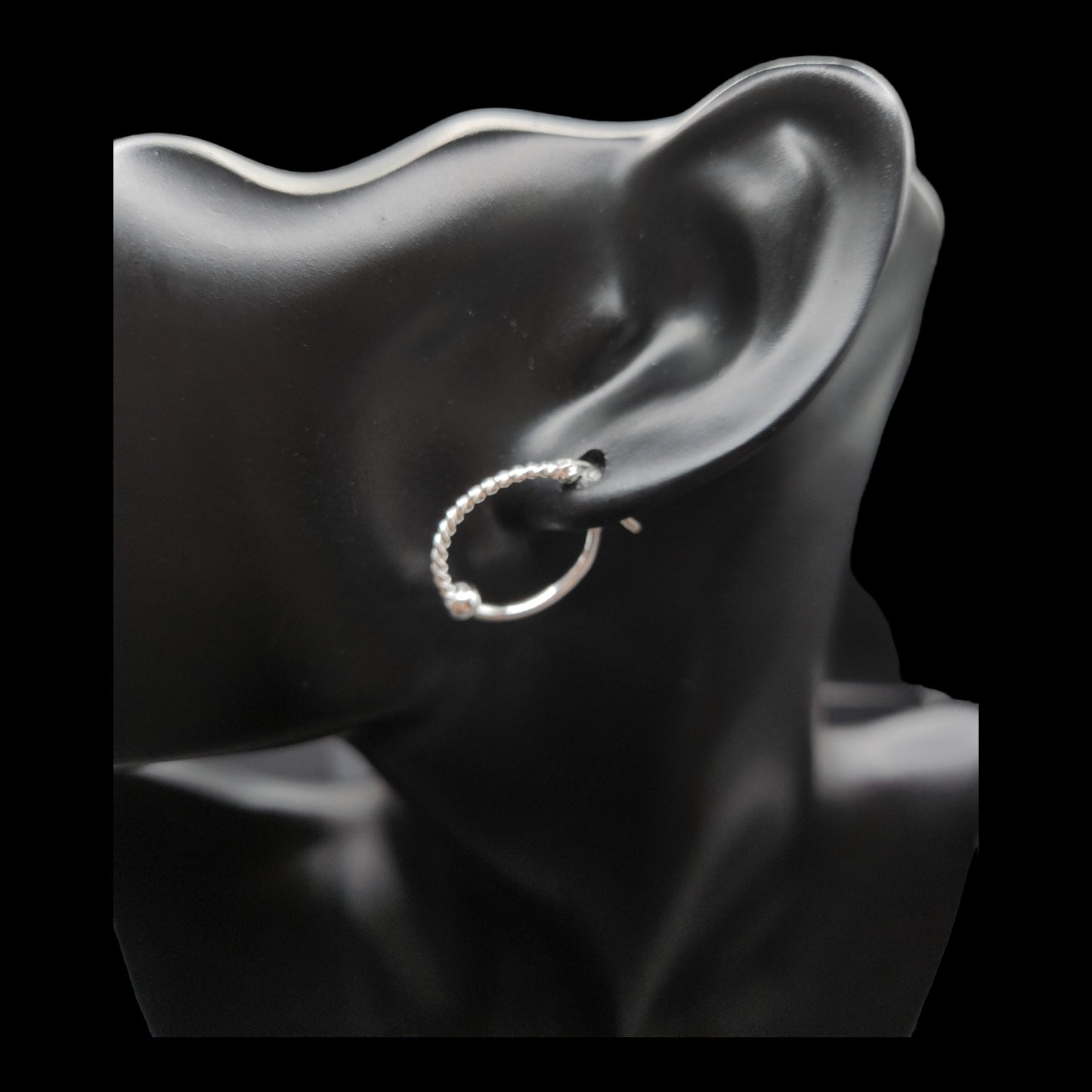 Sterling Silver  Twisted  Thick  Hoop  With Ball Earrings