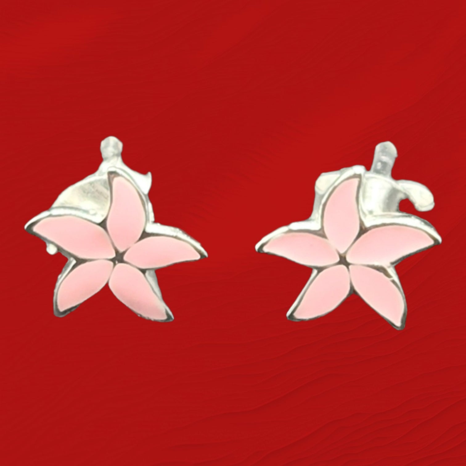 Sterling Silver Flower Shape Kids Earrings.