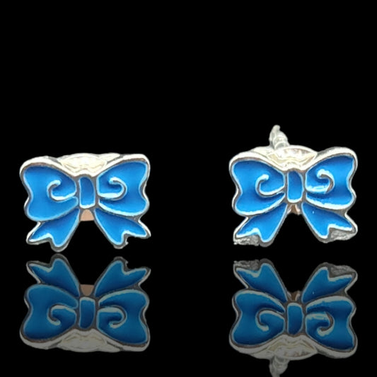 Sterling Silver Bow Shape Kids Earrings.