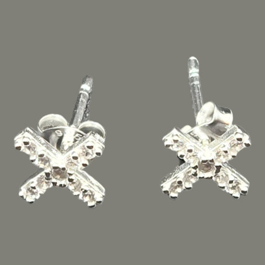 925 Sterling Silver Cross Stud Kids Earrings.