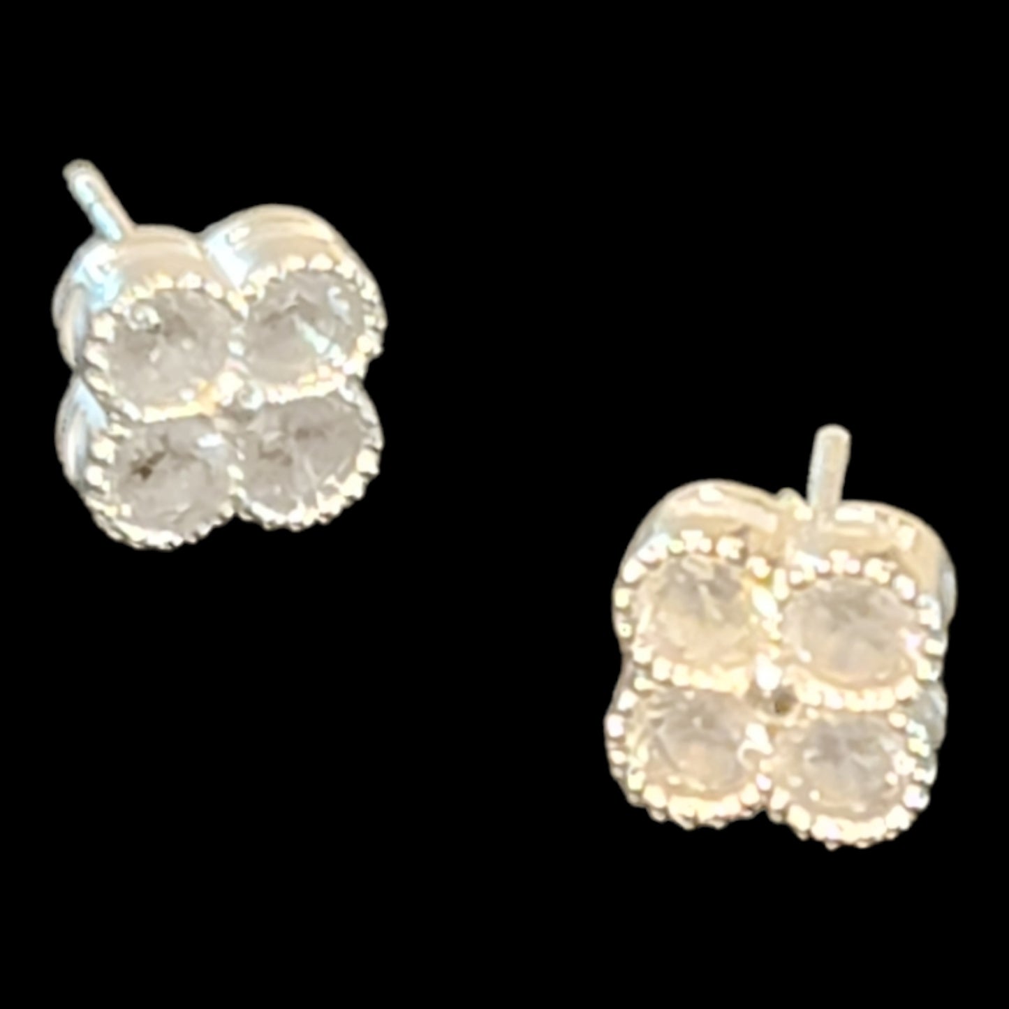 925 Sterling Silver Four Clove  Stud Kids Earrings.