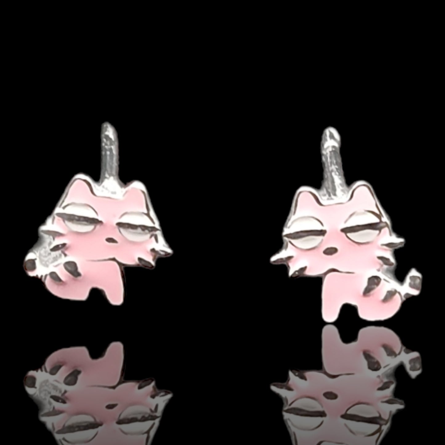 925 Sterling Silver Kitten Stud Kids Earrings.