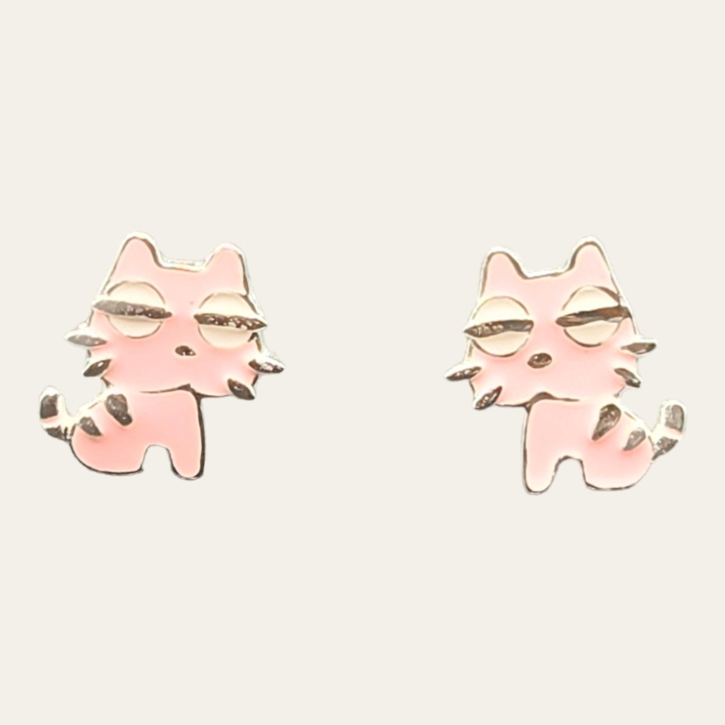 925 Sterling Silver Kitten Stud Kids Earrings.